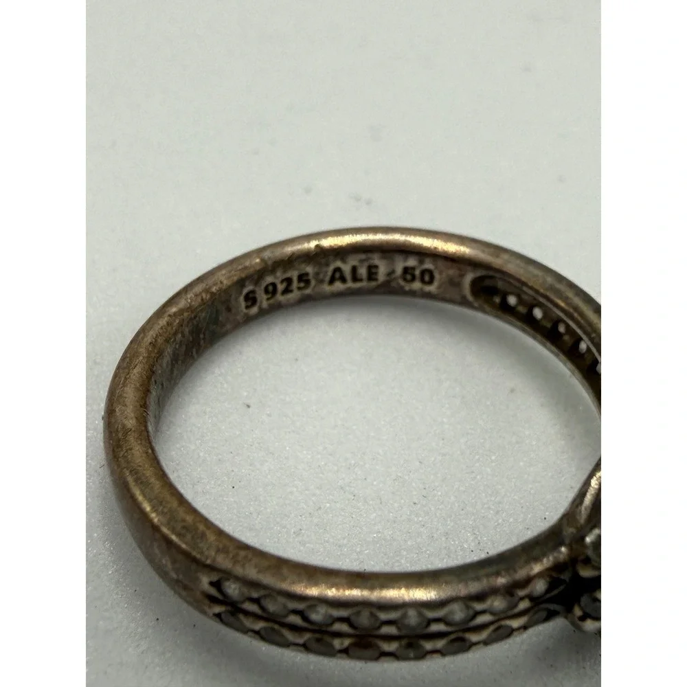 Pandora‎ Sparkling Love Knot Ring Sterling Silver Pave CZ Size 5.25 190997CZ